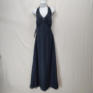 Eden Maids Sz 10 Bridesmaids Collection Navy Halter Formal Dress Gown Beaded